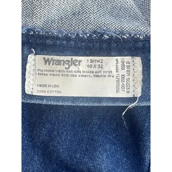 Vintage 90's Wrangler‎ Dark Blue Denim Jeans 13MWZ Made in USA Men's 40x32 - Picture 7 of 7